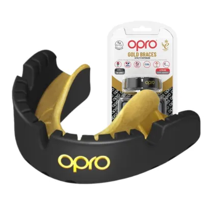 Капа OPRO Gold Braces под брекеты взрослая (возраст 11+) Blackl/Gold (art.102506001) - Robinzon.ua