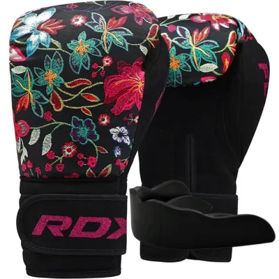 Боксерские перчатки RDX FL-3 FLORAL BLACK-8 унций (капа в комплекте) - Robinzon.ua